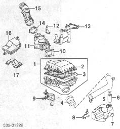 Air intake duct, 1989 ford probe #6
